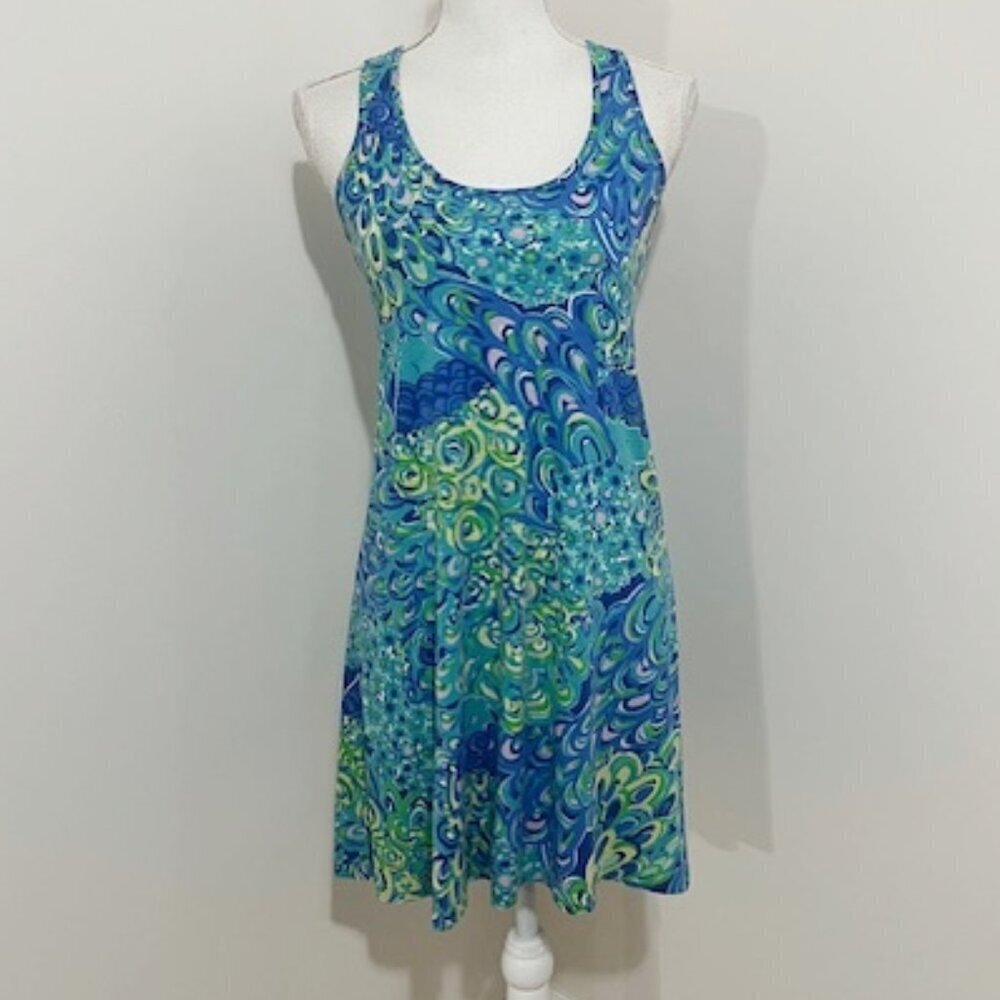 Lilly Pulitzer Melle Dress Lillys Lagoon Sea Blue Racerback Tank Dress Size XXS